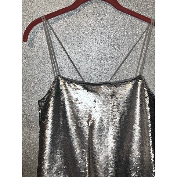 Banana Republic Platinum Sequin Dress Sz 4 Strapy Glam Cocktail Prom New Years - Picture 4 of 13